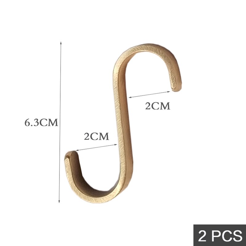 Golden Brushed Brass S-shaped hook multifunctional rack hanging rod hook kitchen universal S hook: SHK-0548