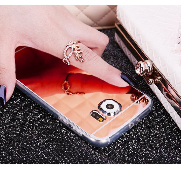 Triseoly luxe roségouden spiegelhoes voor samsung galaxy  s3 s4 s5 a5 a6 a7 a8 j1 ace  j120 j2 j5 j7 m10 m20 cover case