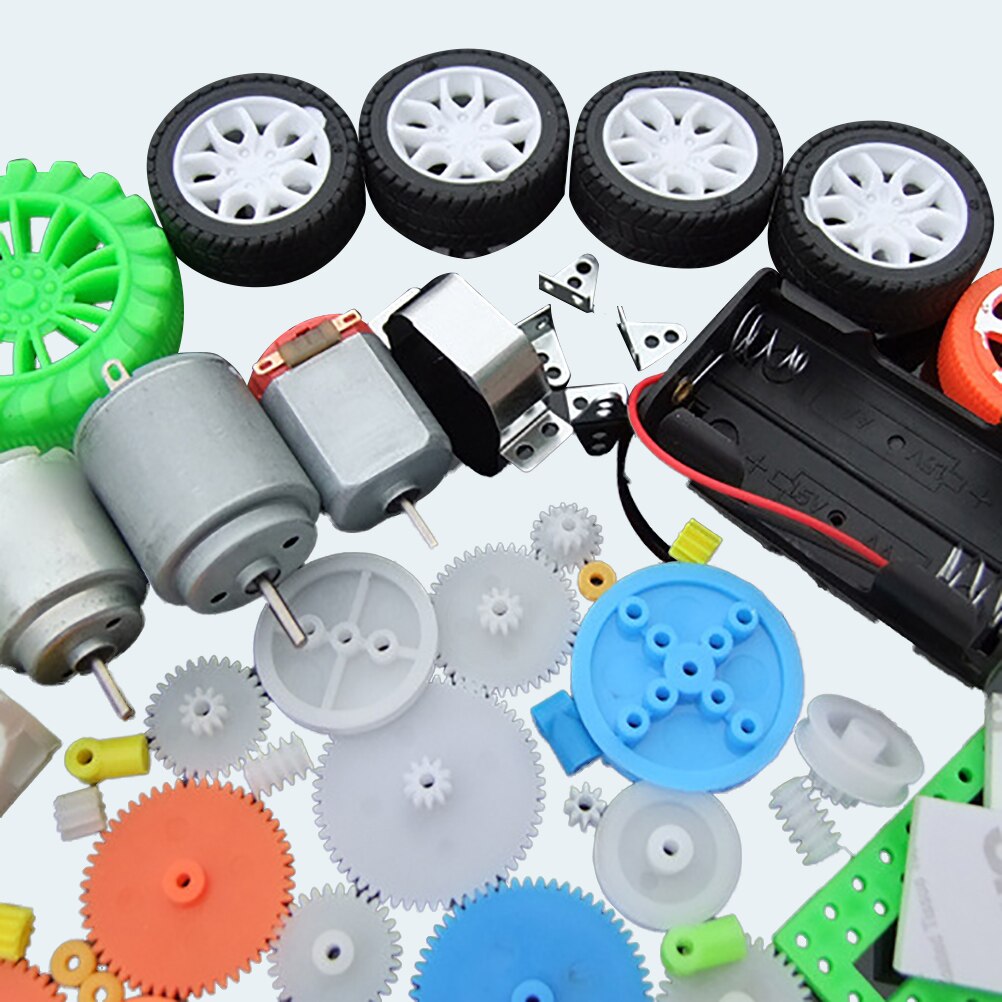 112Pcs DC Motor Kit Electric Mini Motor with Plastic Gears Motor Mounting Bracket Shaft Propeller for DIY Science Projects