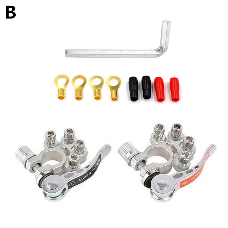 2 Pcs Car Battery Terminal Connector Wire Cable Clamp Quick Release Disconnect Shut-Off Connectors Car Auto Accessories 12V 24V: B