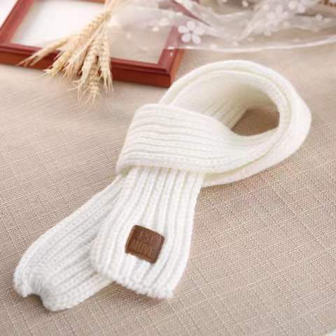 Bufanda de invierno para niños, abrigo de cuello para niño y niña, envoltura de cuello de bebé de lana cálida, cuello de punto para bebé de otoño: white