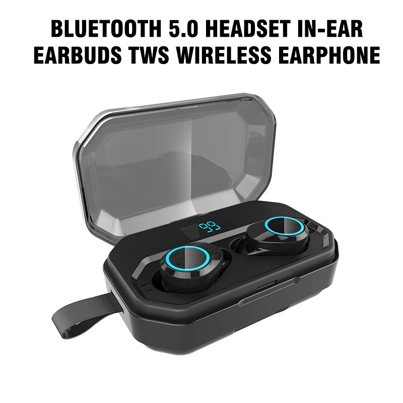 1 Pair Mini Wireless 4000mAh In-Ear Stereo Bluetooth Cordless Waterproof Earphones Earbuds Headset Voice Control