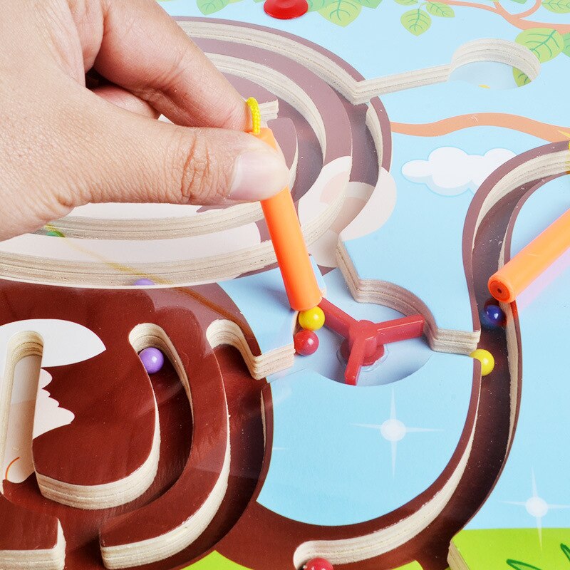 Holz Magnetischen Stift Track Labyrinth Puzzle Spiel Eltern-kind-Pädagogisches Spielzeug Baby Intelligenz Entwicklung Lernen Spielzeug für Kinder