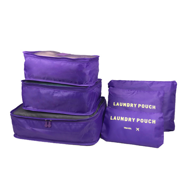 Reisopbergset van zes stuks: bagage-, kleding- en opbergtas, ideaal voor het opbergen van kleding, schoenen en ondergoed tijdens zakenreizen.: Legergroen