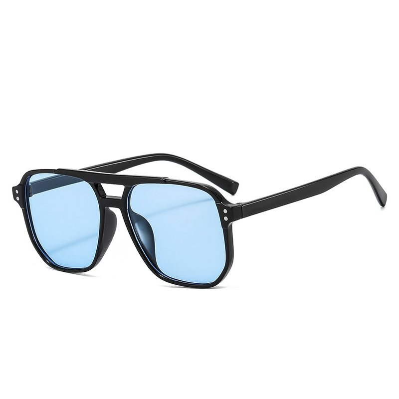 Lunettes de soleil à double pont pour hommes et femmes, protection des yeux de plage, lunettes de soleil à grand cadre, nuances pilotes, punk, rétro, voyage, été, , UV400: YELLOW