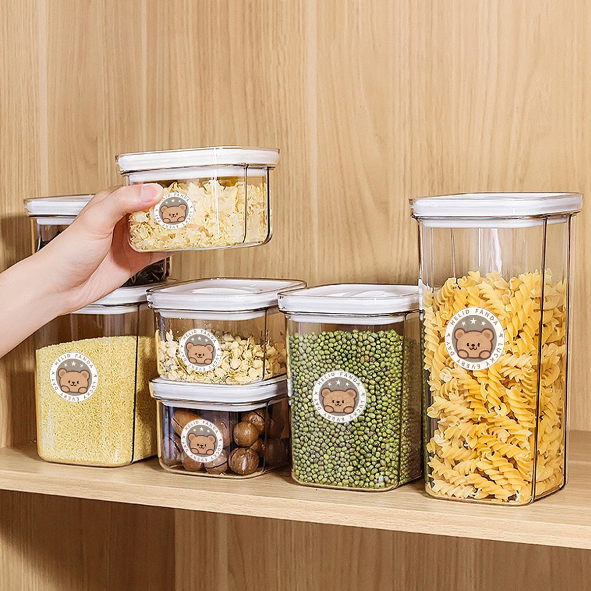 Worthbuy plast oppbevaringsboks for frokostblandinger gjennomsiktig forseglet krukke fuktsikker spaghetti korntank kjøkkenorganisator matbeholder