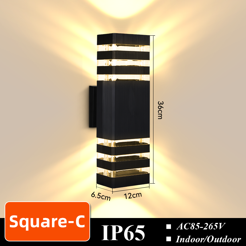 CHUANGYANG Ersetzen Sie E27-Birne, LED-Wandleuchte für Höhle Außenbereich, IP65, wasserdicht, Veranda-Licht, Innenwandleuchte, Dekoration für Flur, Schlafzimmer: Marine Blau / RGB / 16-20W