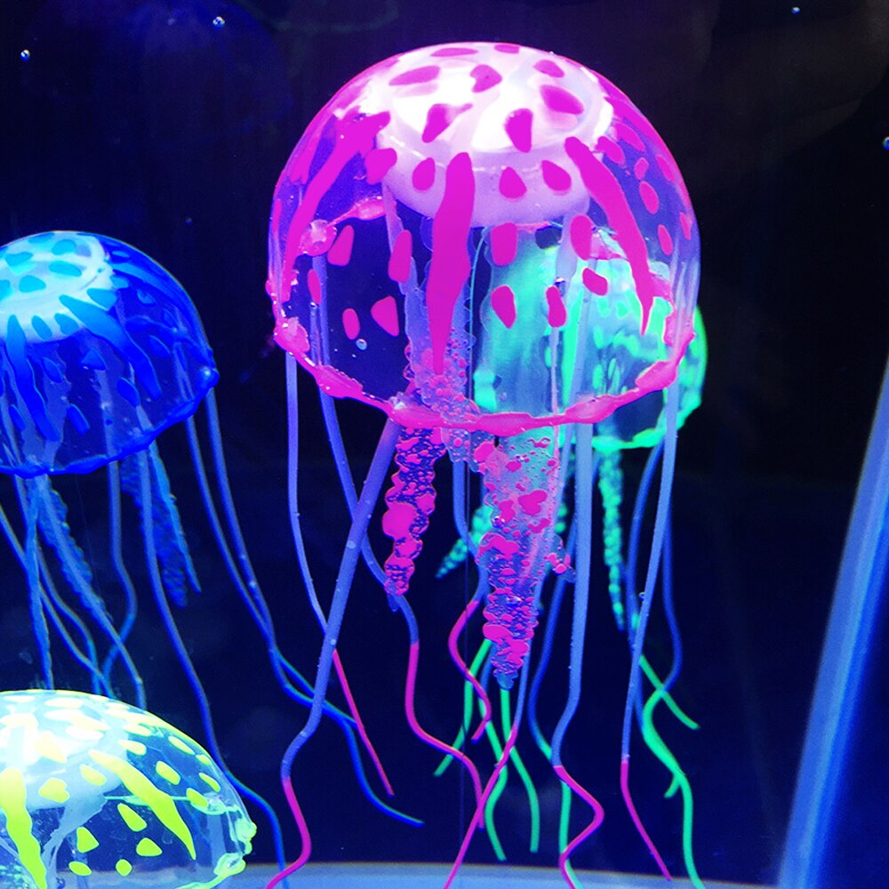 Glowing Effect Artificial Jellyfish Fish Tank Aquarium Decoration Mini Submarine Ornament Underwater Pet Decor