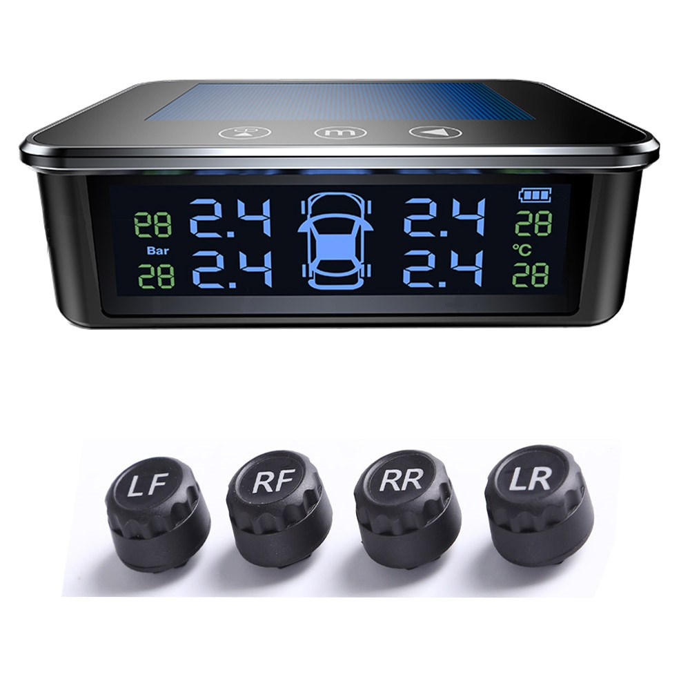 Sikeo Smart Car TPMS Tire Pressure Monitoring System Solar Power Digital TMPS LCD Display USB Auto Security Alarm Tire Pressure