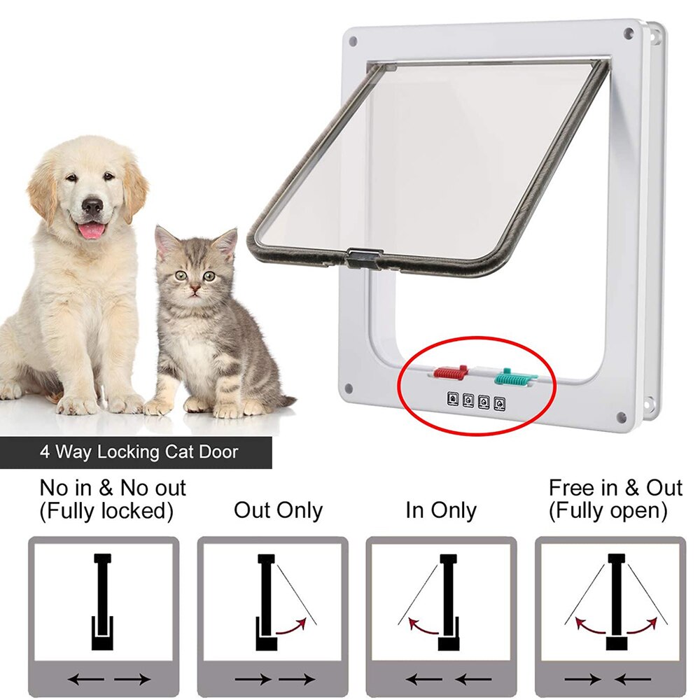 Smart Cat Door Magnetic Pet Door With 4 Way Lock Flap Kitten Puppy Safety Gate Durable Locking Security For Dog Doors Supplies