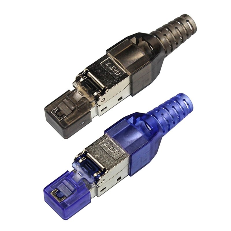 Connecteurs RJ45 Cat7 Gigabit, contacteur blindé 30u et prise réseau à tête en cristal sans pression