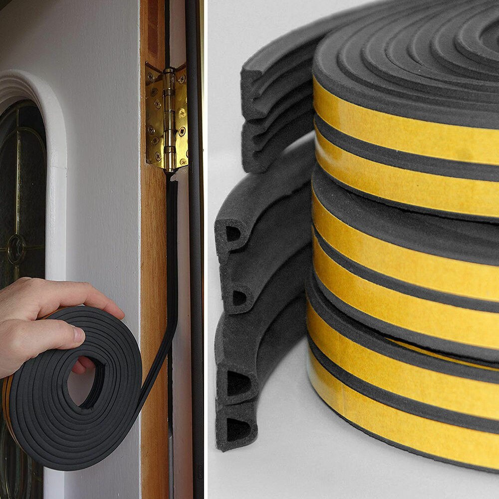 Tira de sellado de goma para burlete de puerta y ventana de coche, moldura bordes, color negro, 5M D