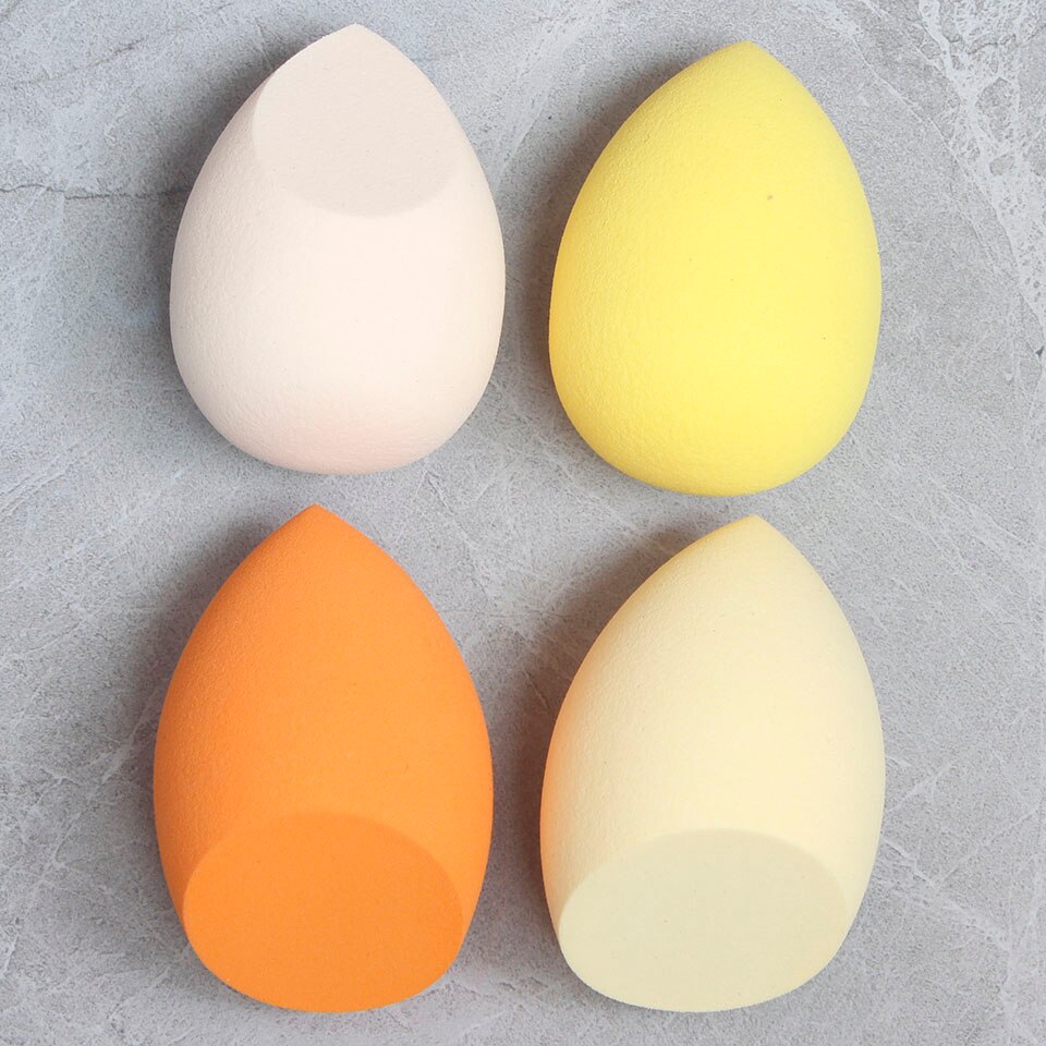 4pcs Set Blender Sponge Makeup Make Up Facial Foundation Powder Puff Combined Cosmetic Tools Make Up Accessories Pack: Mix Yellow no Box