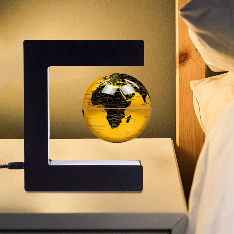 Floating Globe Globe World Map Magnetic Levitation Globes C-Frame Golden LED English for Kids US Plug