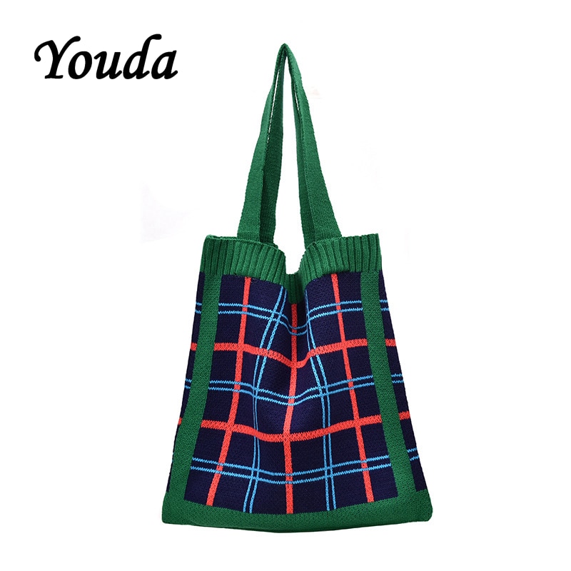 Youda winter original style meisjes schoudertas grote capaciteit boodschappentassen breiwerk dames klassieke tote