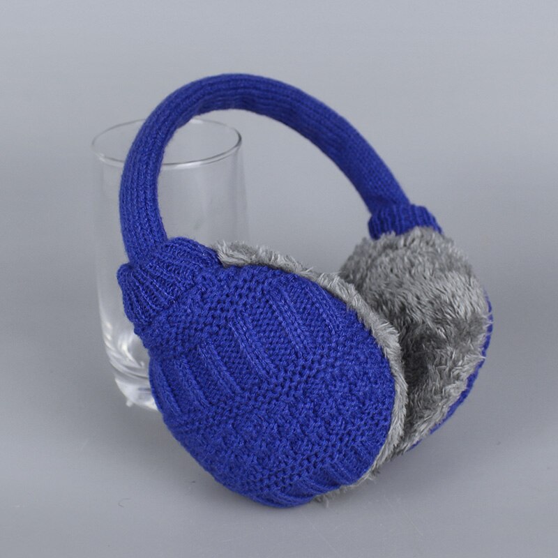 Vintervarme høreværn strikkede børne øreværn til drenge høreværn til piger baby ørevarmere: Blå