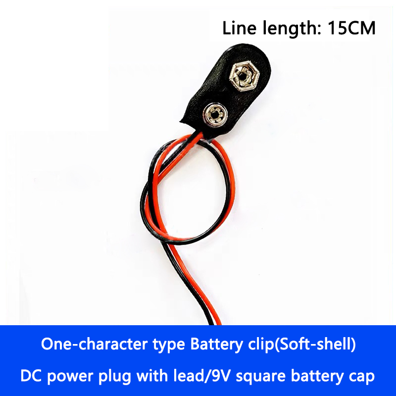 Conector de interfaz de botón de batería de 9V/con enchufe de alimentación CC de cable/tapa de batería cuadrada de 9V: Naranja