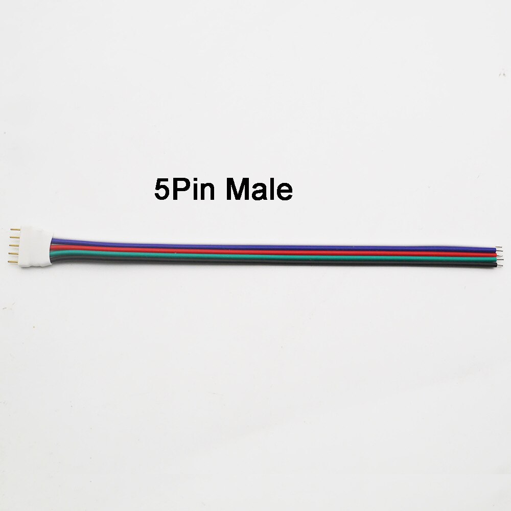 5 stk 4 pin 5 pin led kabel mandlig hunstik stik adapter ledning til 5050 3528 smd rgb rgbw led strip lys rgb rgbw led controller: 5 pin han