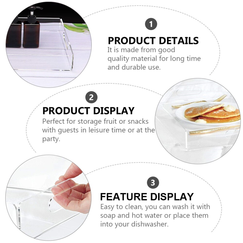 Transparent Acrylic Tray Acrylic Snack Plate Multifunctional Storage Plate