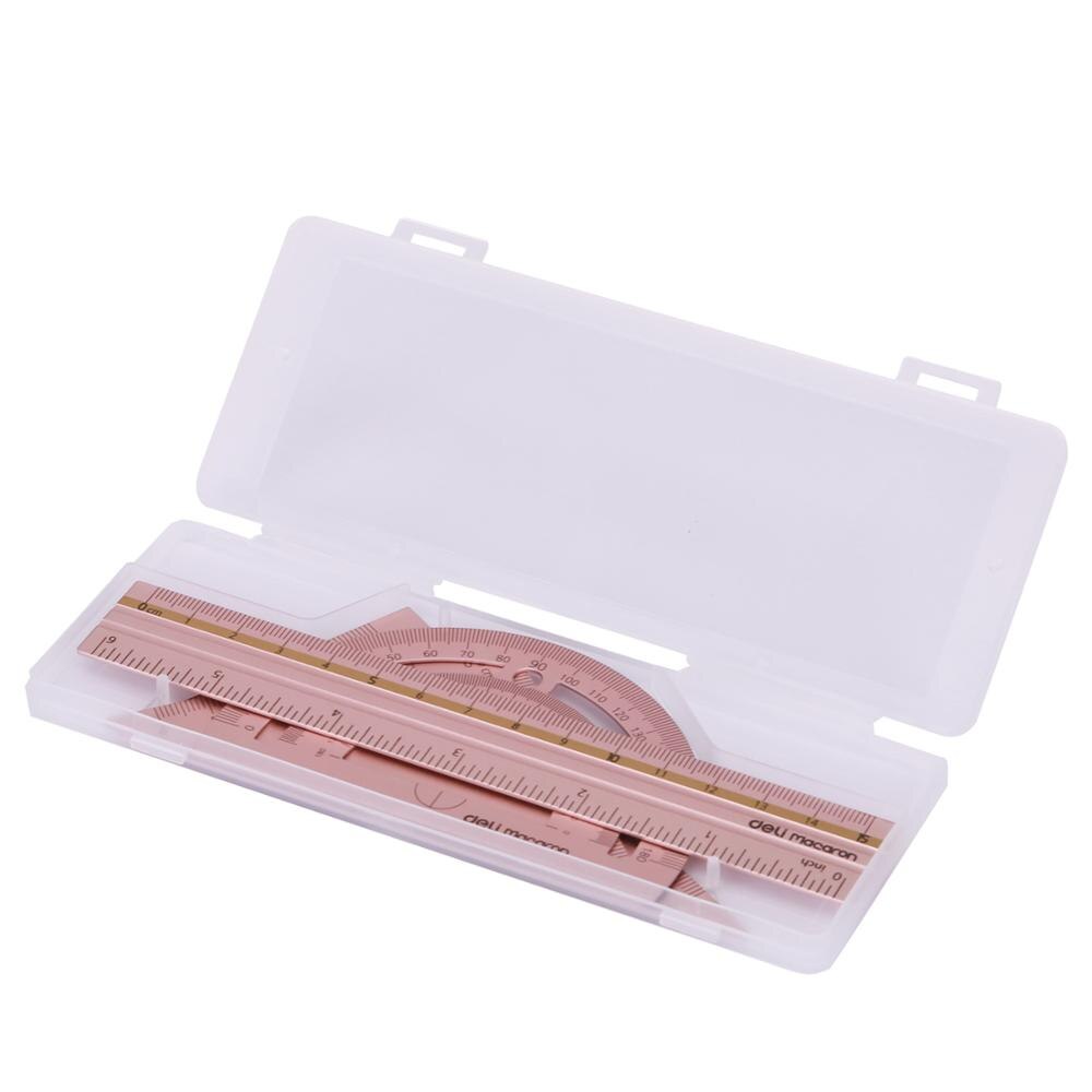 DELI EG02404 Ruler Set aluminum alloy 4pcs/set Drawing Measurement Geometry Triangle straightedge Protractor a variety of rulers