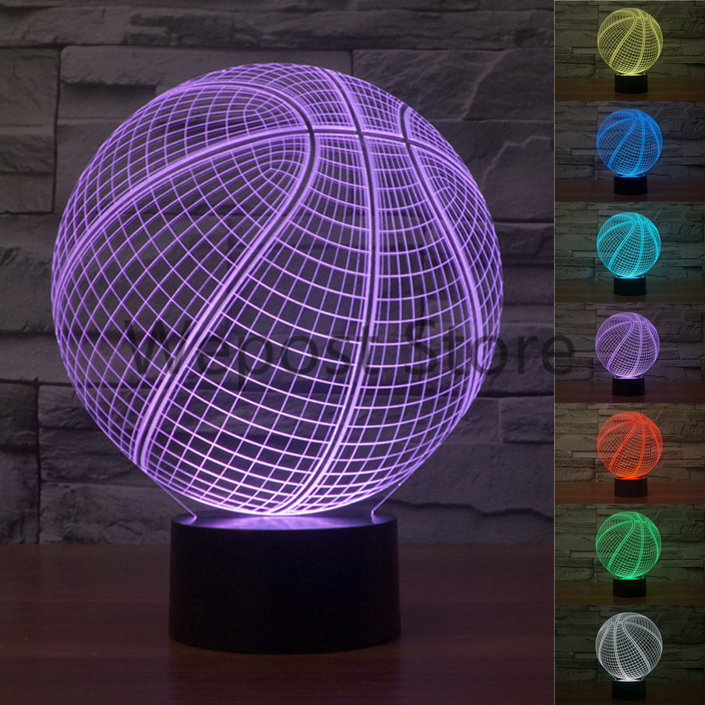 3D Basetball Illusion Lamp LED Nachtlampje 7 kleuren veranderen Stemming Sfeer Lamp Stadion Decor Verlichting