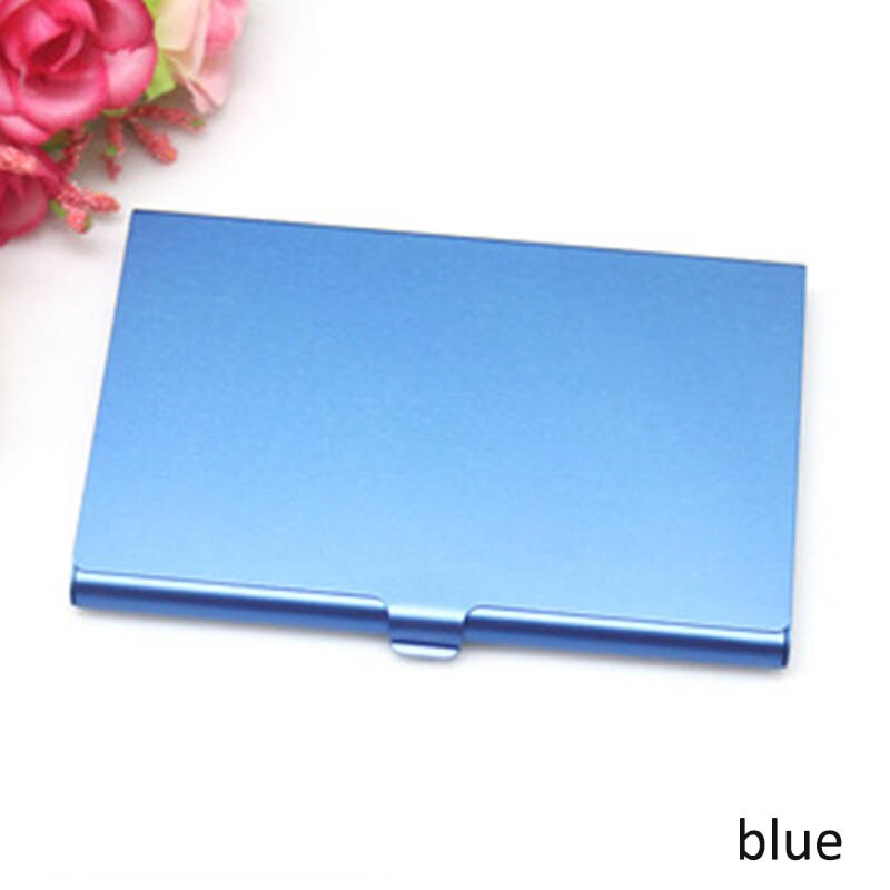 Tarjetero portátil de aleación de aluminio para mujer, Cartera de Metal, tarjetero, monedero, funda de Metal, 1 ud.: Azul