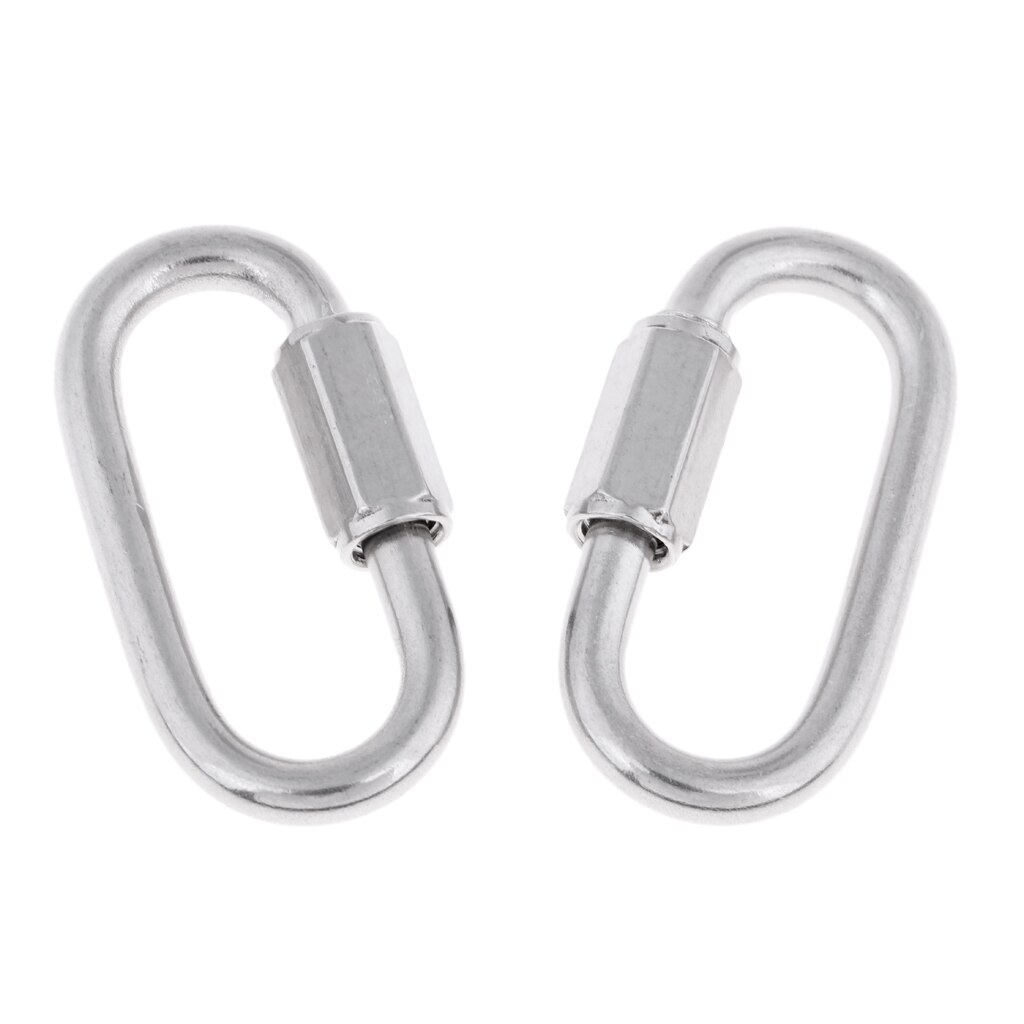 Pack 2 Premium Stainless Steel Quick Link Clip Hook Carabiner Snap Fastener