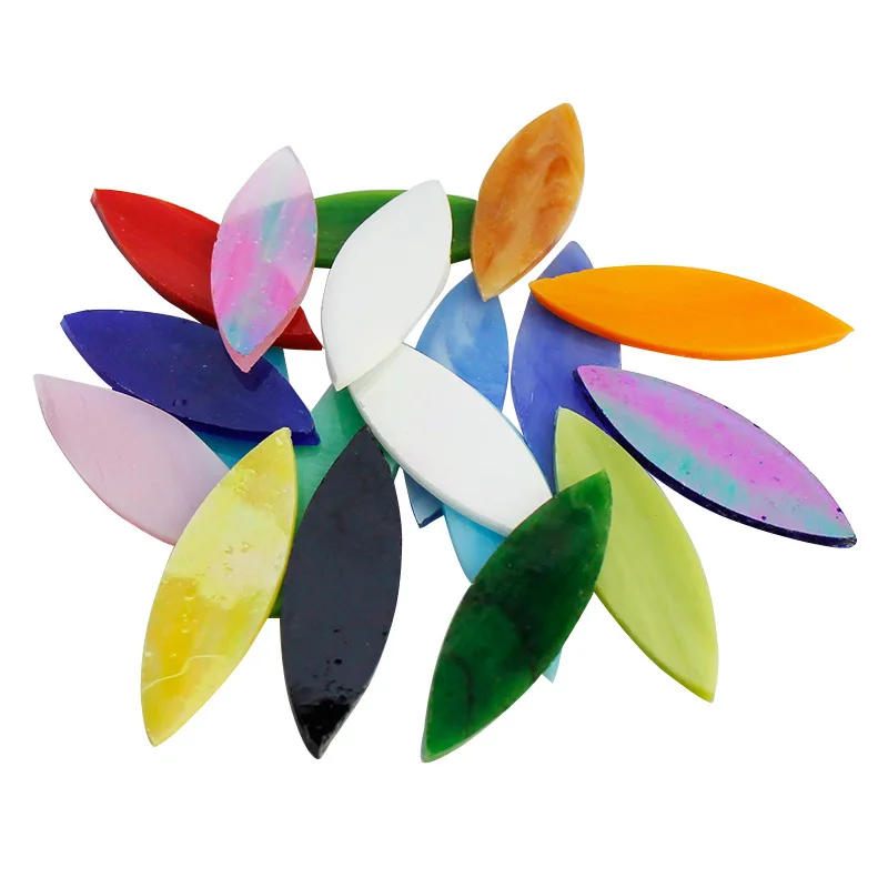 Farbe Blattförmige Mosaikfliesen Buntglasmosaik DIY handgemachte Untersetzer Mosaik Puzzle Herstellung Kunst Wanddekoration Lieferungen