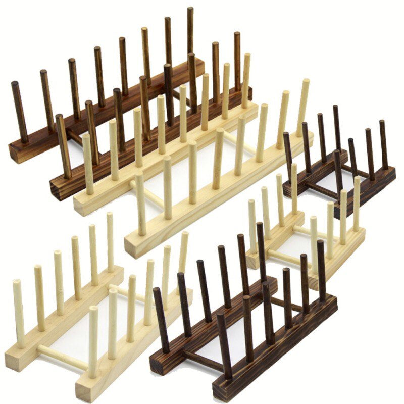 Bambu trä tallriksställ tallrikar hållare köksförvaringsskåp arrangör för maträtt / tallrik / kopp / grytlock / skärbräda #24