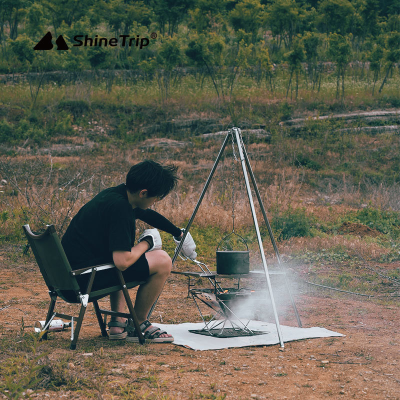 Camping Picnic Cooking Tripod Fire Hanging Pot Outdoor Campfire Cooking Utensils Picnic Cooking Utensils Barbecue Camping Tools