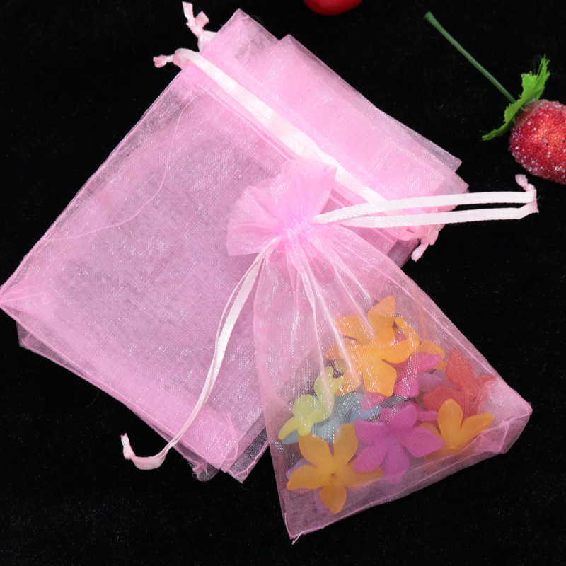 10 stücke 10x15 cm transparent Organza Beutel Hochzeit Geburtstag Party Süssigkeit Schokolade Taschen Weihnachten Halloween Kasten Verpackung taschen: Rosa