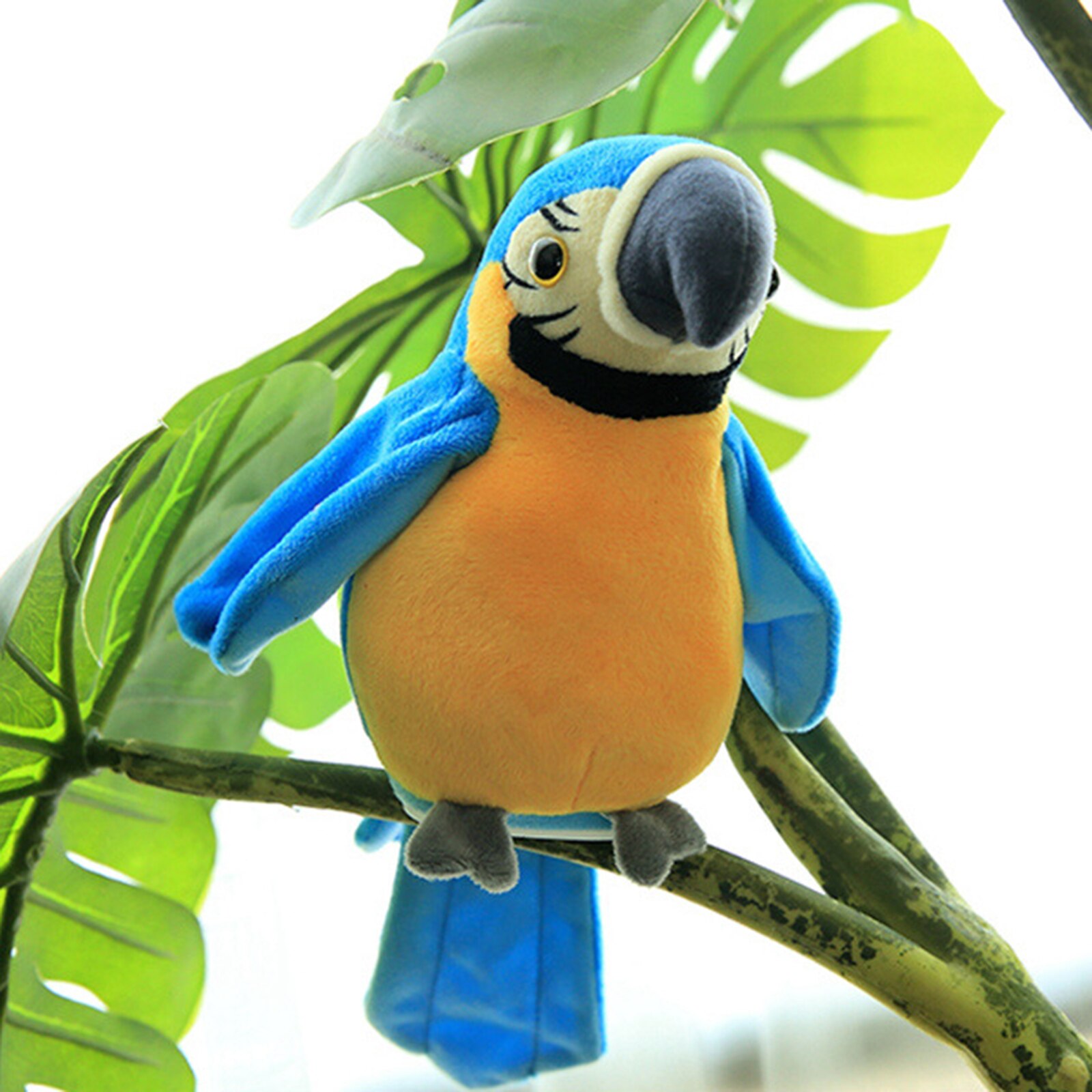 Talking Bird Parrot Record Toys Repeats What You Say Electronic Parrot Plush Toy Multifunctional: Sing Speak B Blue