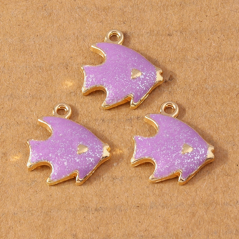 10 stk. søde emalje fiskecharme vedhæng til halskæder, øreringe, gør-det-selv armbånd, håndlavede smykker, tilbehør, forsyninger: Sort zinkbelagt