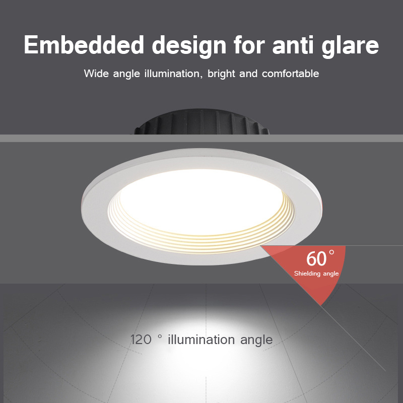 Dimbar ledet-downlight 7w 15w innfelt taklampe, blendfri ledet-søkelyset  ac220v- 110v til stue og baderom