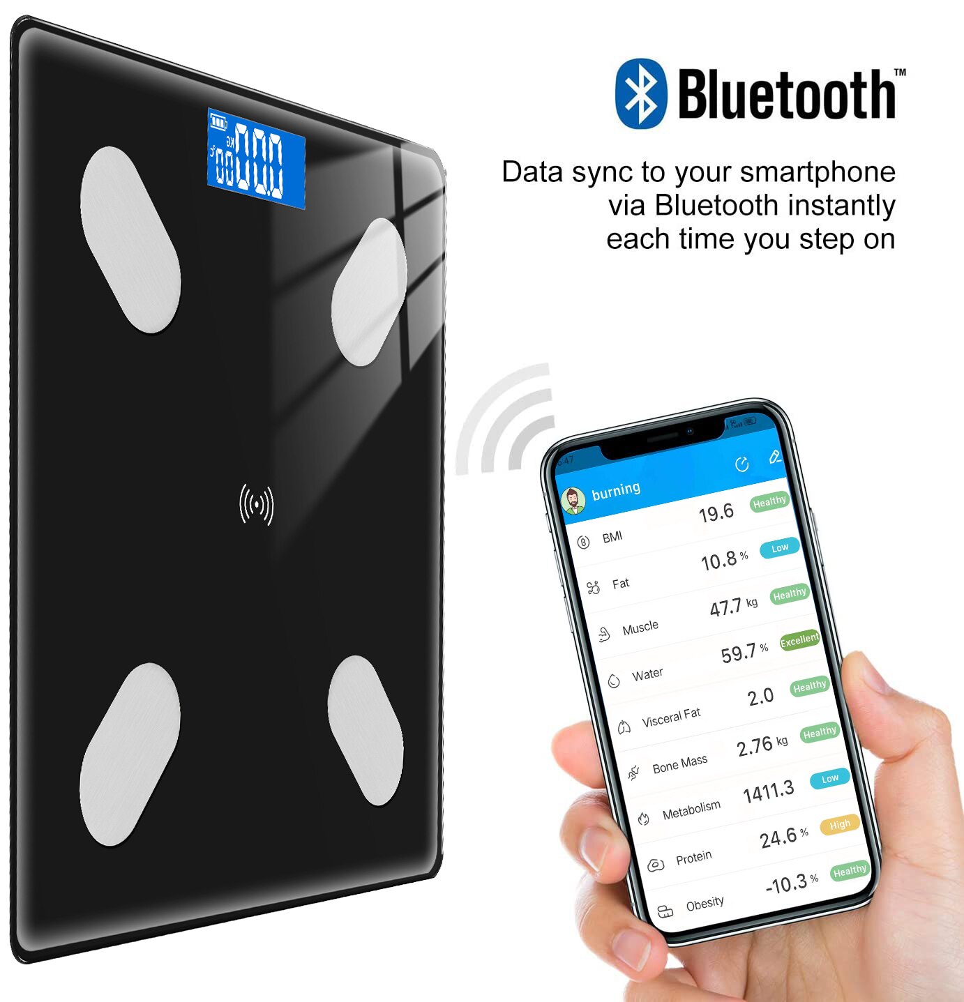 Bluetooth Electronic Scale Precision Body Fat Scale Digital Scale Smart Weight Scale Toughened Glass Household Bathroom Product