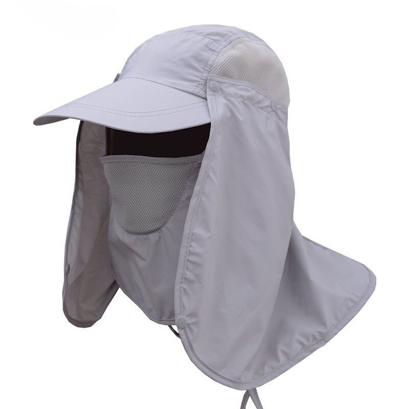 Fisk hat hat uv beskyttelse cap myg bevis åndbar mandlige kvindelige sommer hætter til udendørs camping kørsel cykling sport: Lysegrå
