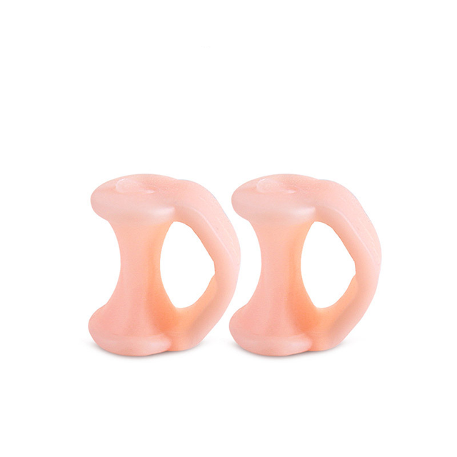 2 stk= 1 par gel tå separator pedikyr silikon hammer korrektor hallux valgus fot finger massasje rettetang ortopediske varer: Lys hudfarge