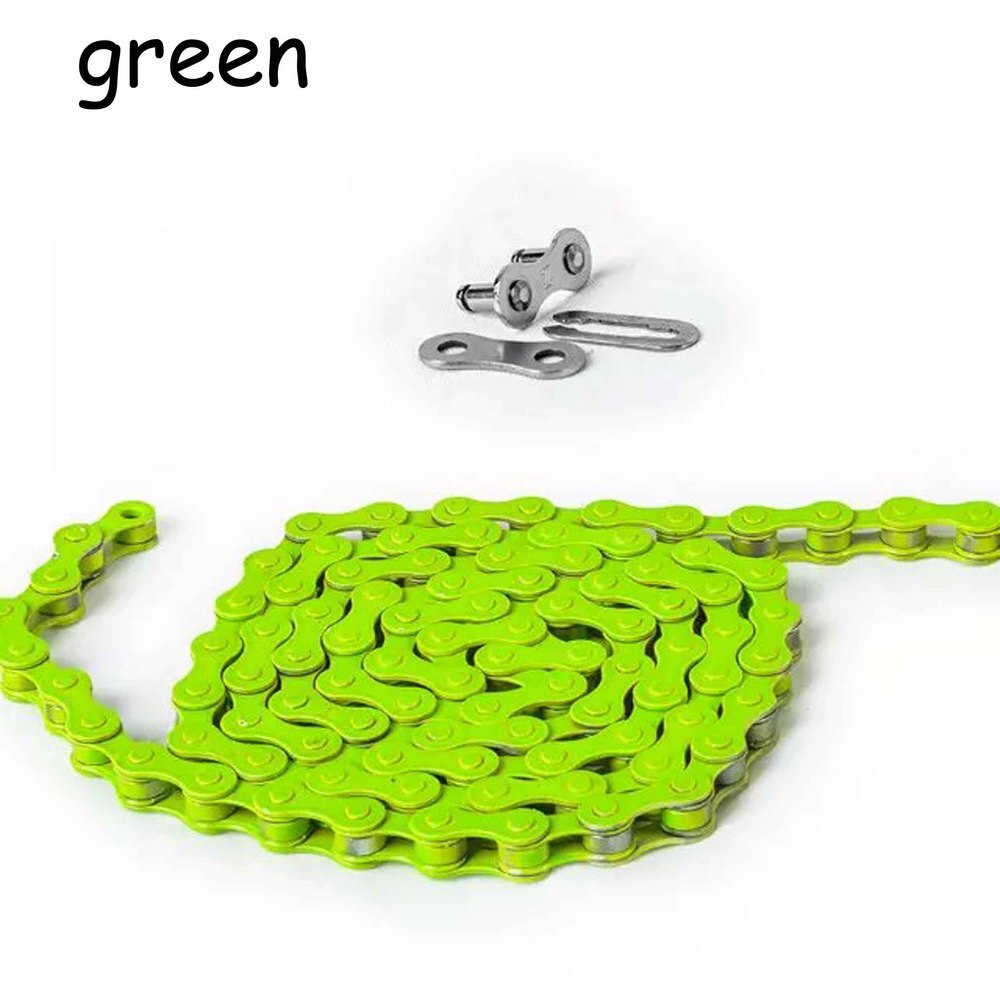 Fixed gear track bike bicycle chain single speed chain magic button chain colorful 98 links CZC004: Green