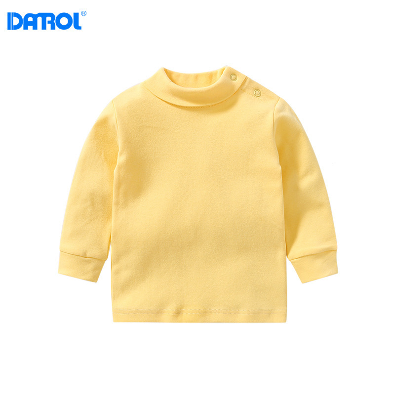 子供用長袖コットンtシャツ,下着,無地,キャンディーカラー,男の子と女の子用: yellow / 12m