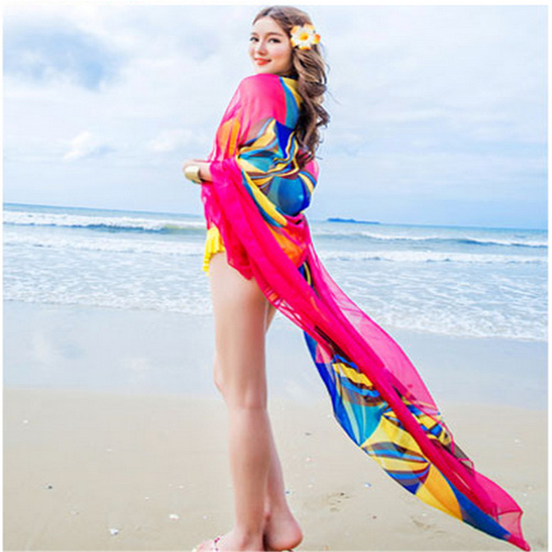 Vrouwen Bikini Beach Wear Zomer Strand Sarongs Chiffon Sjaals Geometrische Badpak Cover Up Jurk Kaftan Sarong