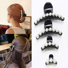 Black Big Rhinestone Hairpins For Women Pearl Hair Clips Crab Hair Claws For Girls Barrettes Headwear Hair Pins Accessories O294