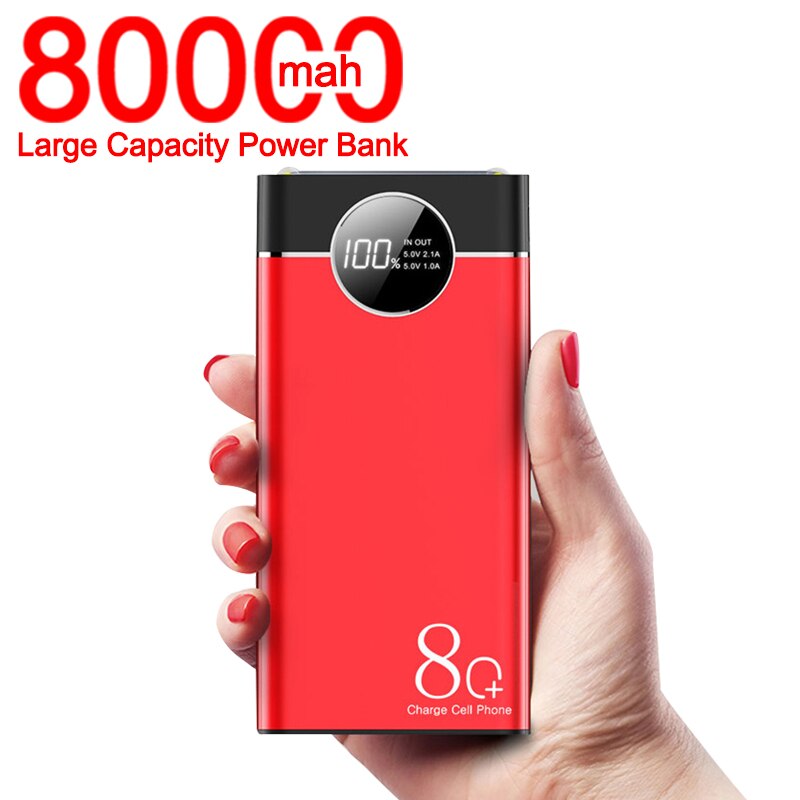 80000mah banco de potência portátil grande capacidade carregamento rápido duplo usb bateria externa para iphone xiaomi samsung frete grátis