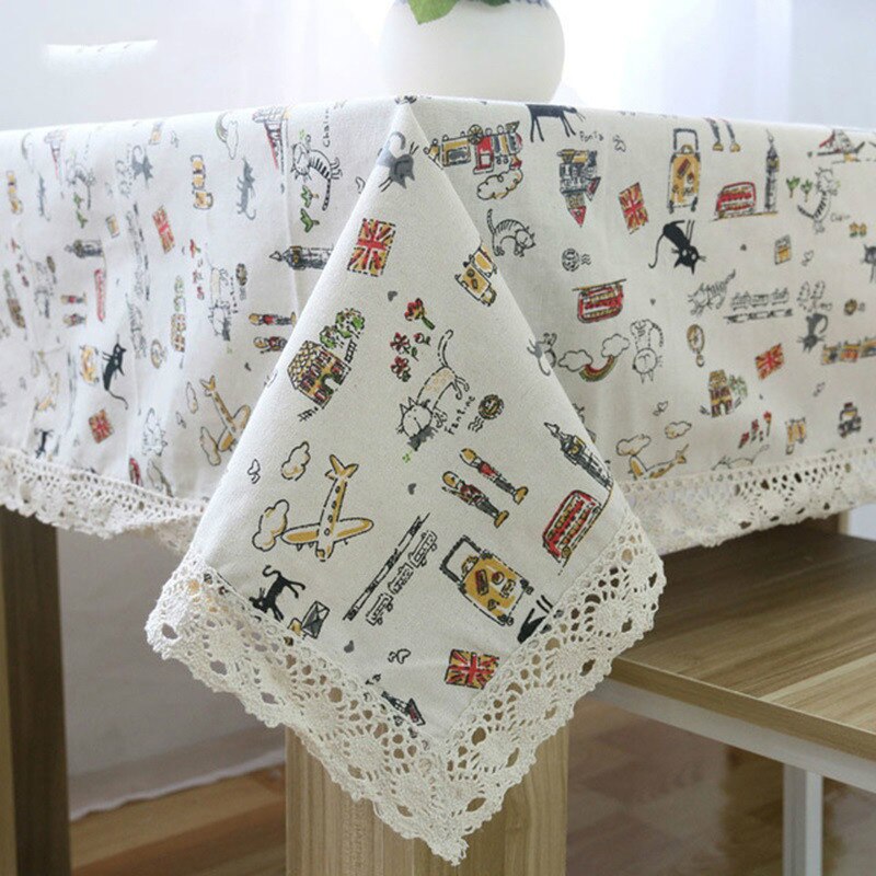 Chat motif décoratif nappe coton lin dentelle nappe à manger Table couverture pour cuisine maison nappe 6