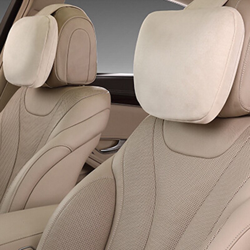 2 Pcs Car Headrest Maybach S-Class Ultra Soft Pillow Suede Fabric Comfortable For Mercedes-Benz