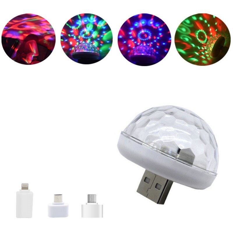 Colorful USB light shinning LED lamp USB 2.0 flashing for family party Disco stage light for mobile phone, power bank AC adapter