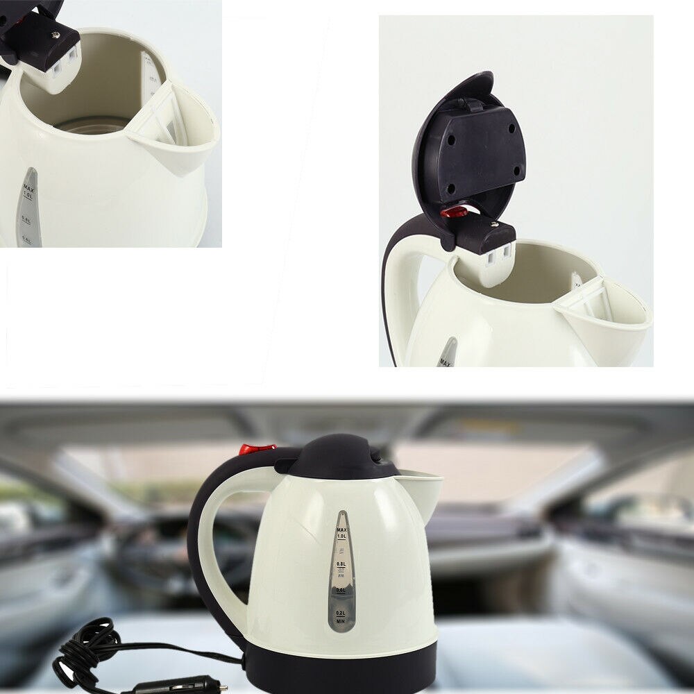 1000ML 12V Car Travel Kettle Electric RV Van Motorhome Cigarette Lighter Socket Car Kettle Portable Camper Car Accessories
