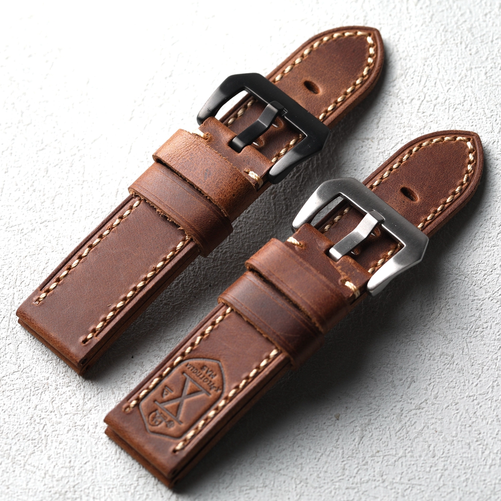 Handgefertigtes Oberschicht-Rindslederarmband 20 mm, 22 mm, 24 mm, 26 mm, grobe Herrenuhrenkette aus italienischem Leder, kompatibel mit mechanischem M