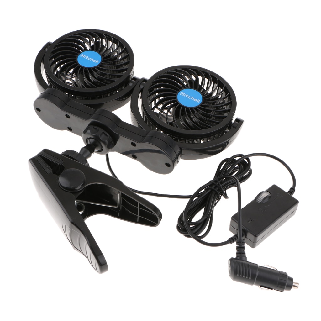 4'' 12V Car Auto Dashboard Air Vent Dual Head Electric Fan Cooling System Low Noise
