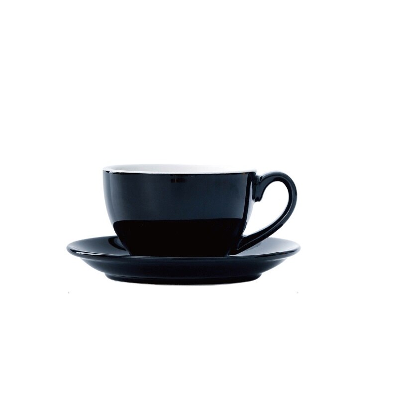 Chanshova modern enkelhet keramik 200ml porslin kaffekoppar och fat set tekopp set mugg dricksredskap  h046: Svart