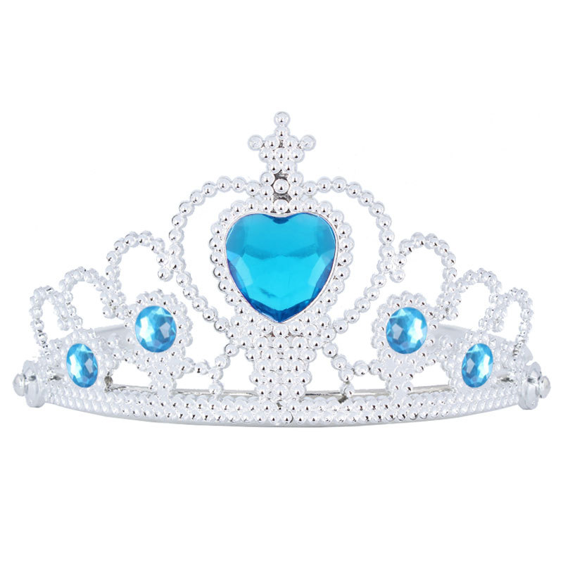 Lovely Girls Blue Crown Plastic Hairband Rhinestone Princess Crown Headband Birthday Tiara Children Hair Accessories